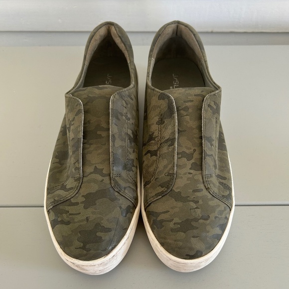 J/Slides Women's Green Camo Leather  Heidi Slip on Sz 9 - Picture 1 of 12